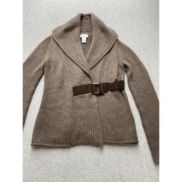 Soft Surroundings Sweater Womens Medium Belted Wool Blend Shawl Collar Cardigan - Picture 8 of 14